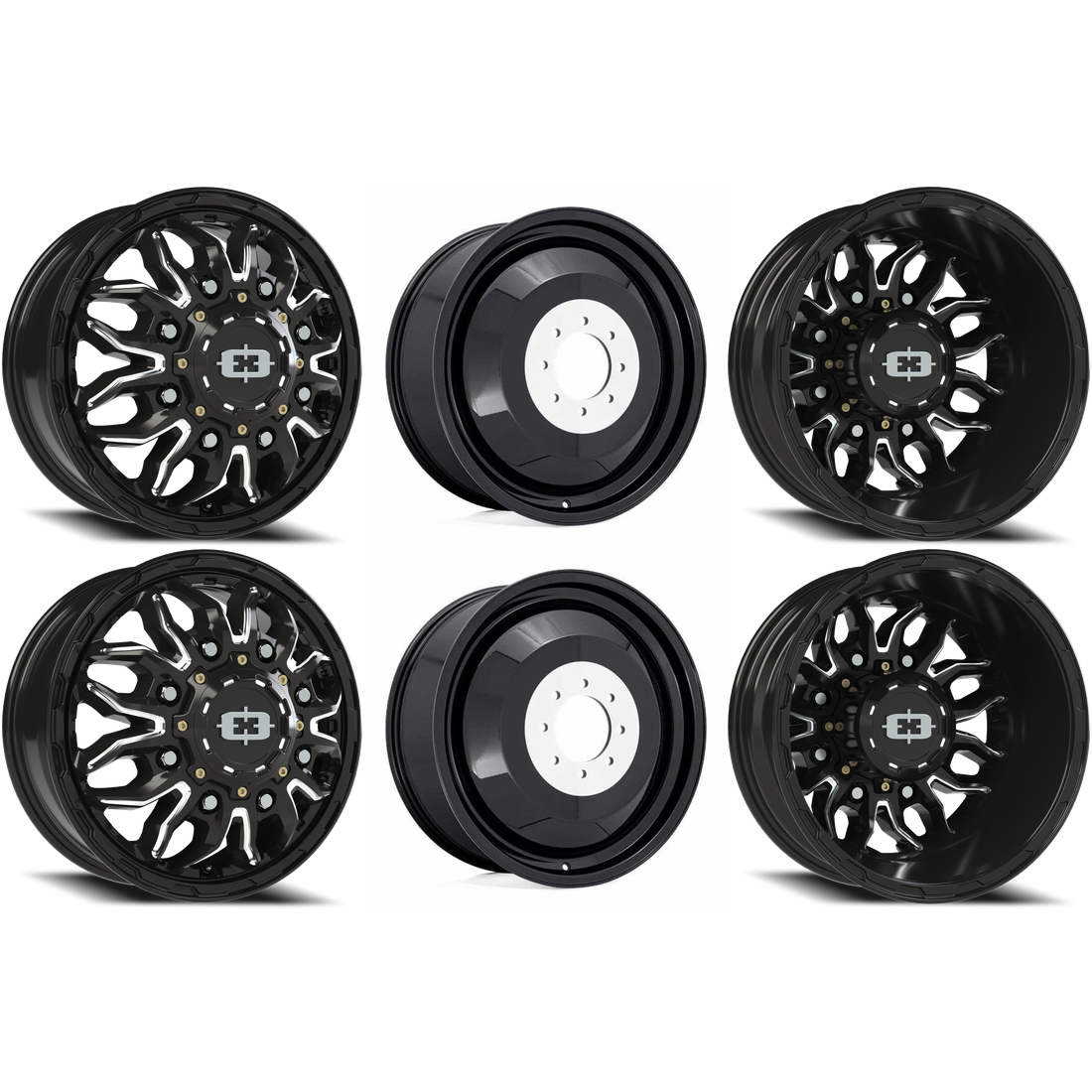 Vision 410 Korupt Gloss Black Milled 17x6.5 8x200 Dually Wheels