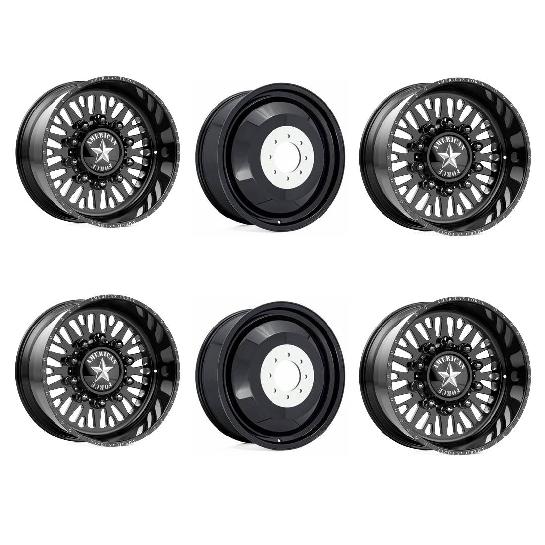 American Force 6N12 Brawn SD Gloss Black Milled 24x14 8x170 Dually Wheels