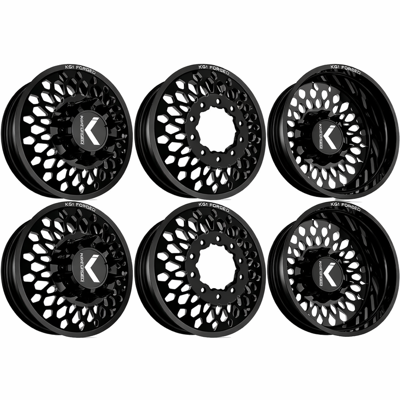 KG1 KD066 Glitz-KD Gloss Black 22x8.25 22" Dually Wheels