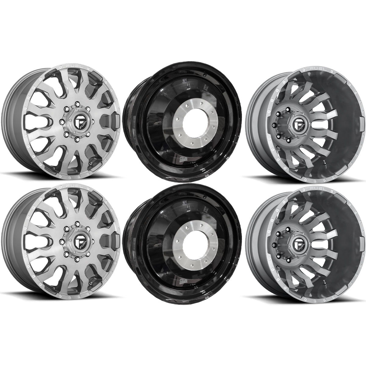 Fuel Offroad Blitz Brushed Gun Metal 20x8.25 20" Dually Wheels