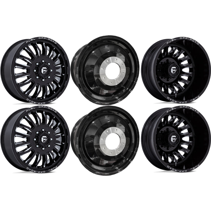Fuel Offroad D868 Arc Gloss Black Milled 20x8.25 8x165.1 (8x6.5) Dually Wheels
