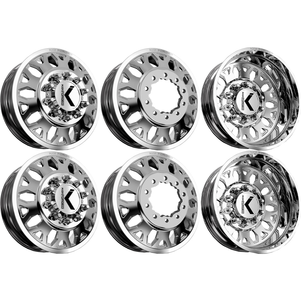 KG1 KD002 Honor-KD Polished 22x8.25 22" Dually Wheels