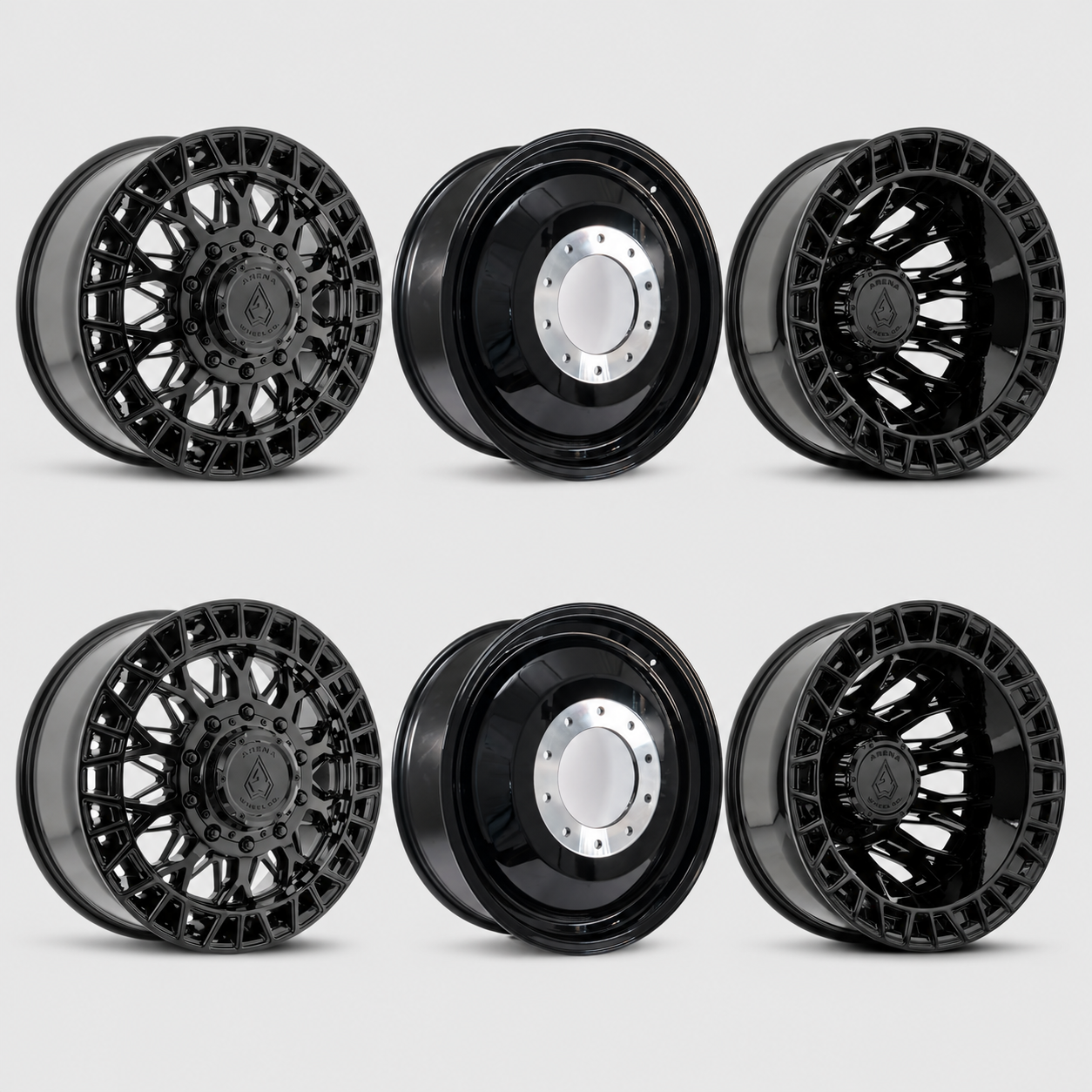 Arena Innovator Gloss Black 22x8.25 8x210 Dually Wheels