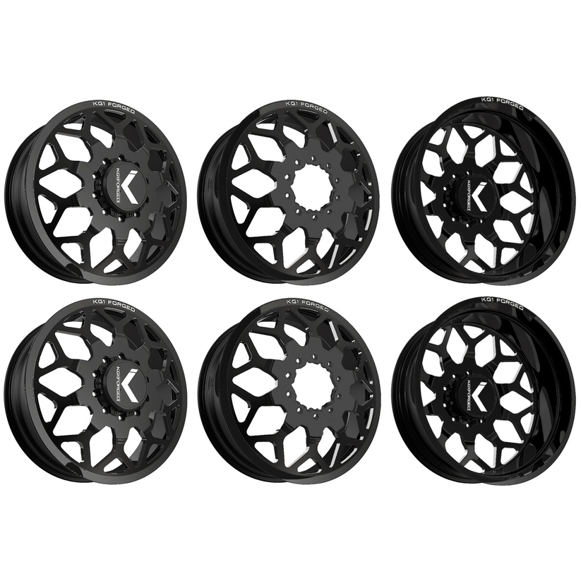 KG1 KD016 Luxor-KD Gloss Black 24x8.25 24" Dually Wheels