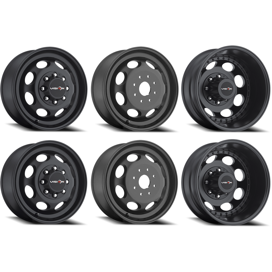 Vision 181 Hauler Matte Black 16x6 8x170 Dually Wheels