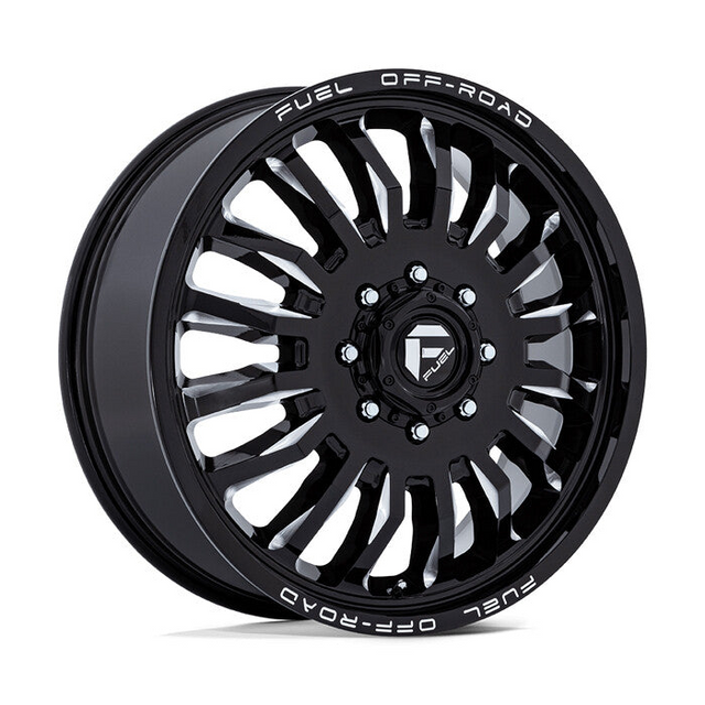 Fuel Offroad D868 Arc Gloss Black Milled 22x8.25 10x225 Dually Wheels