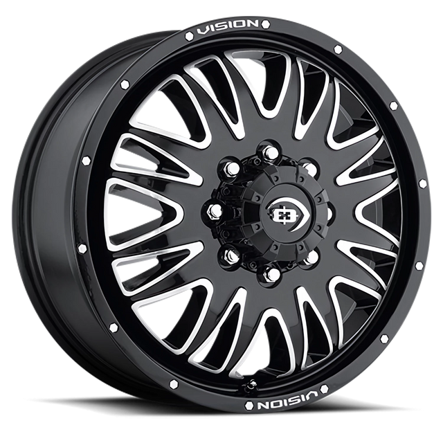 Vision 401 Rival Gloss Black Machined Face 20x8.25 8x210 Dually Wheels