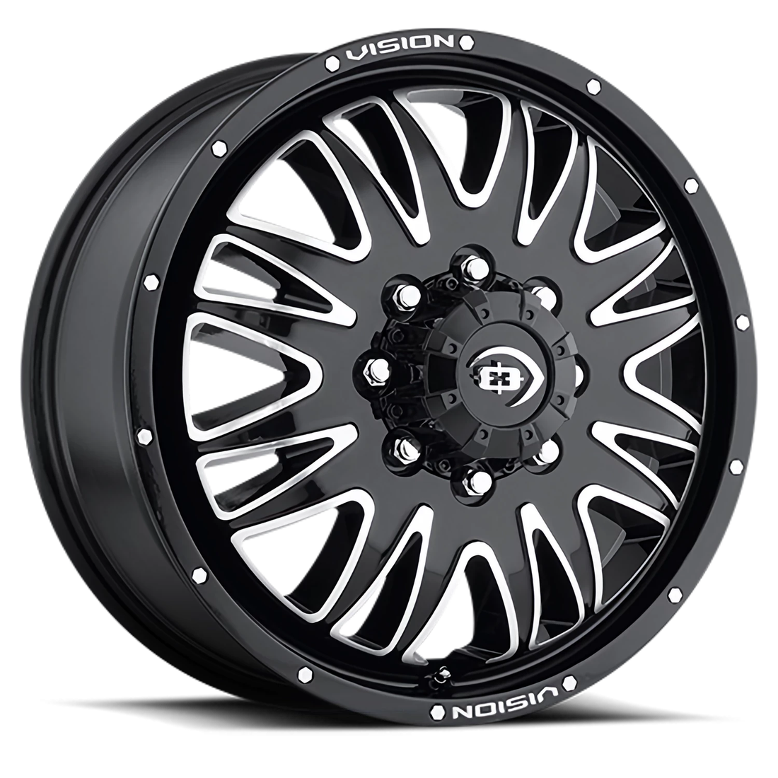 Vision 401 Rival Gloss Black Machined Face 20x8.25 8x200 Dually Wheels