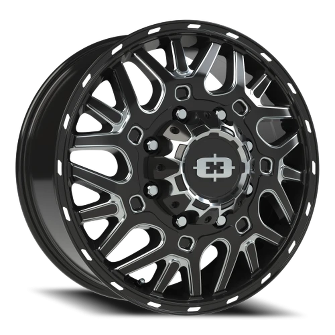 Vision 404 Brawl Gloss Black Milled 24x8.25 8x200 Dually Wheels