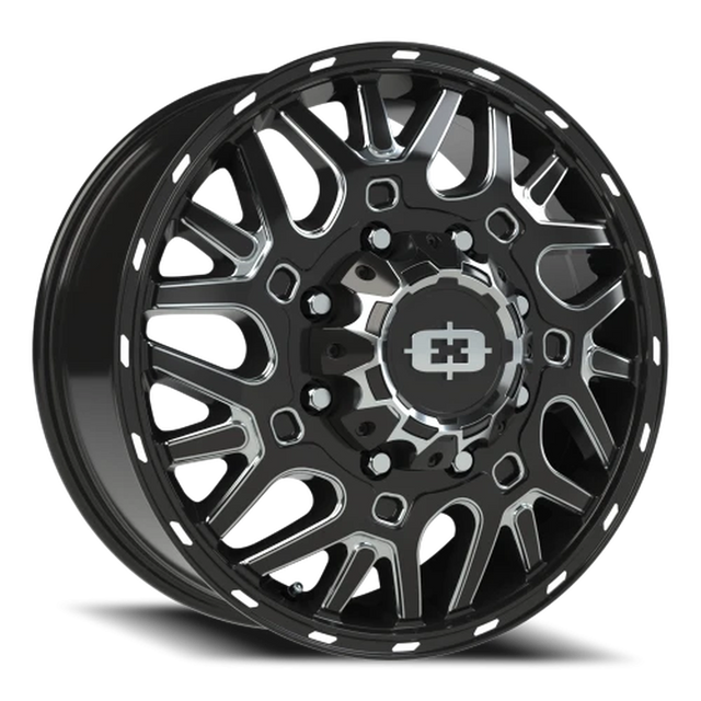 Vision 404 Brawl Gloss Black Milled 20x8.25 8x165.1 (8x6.5) Dually Wheels