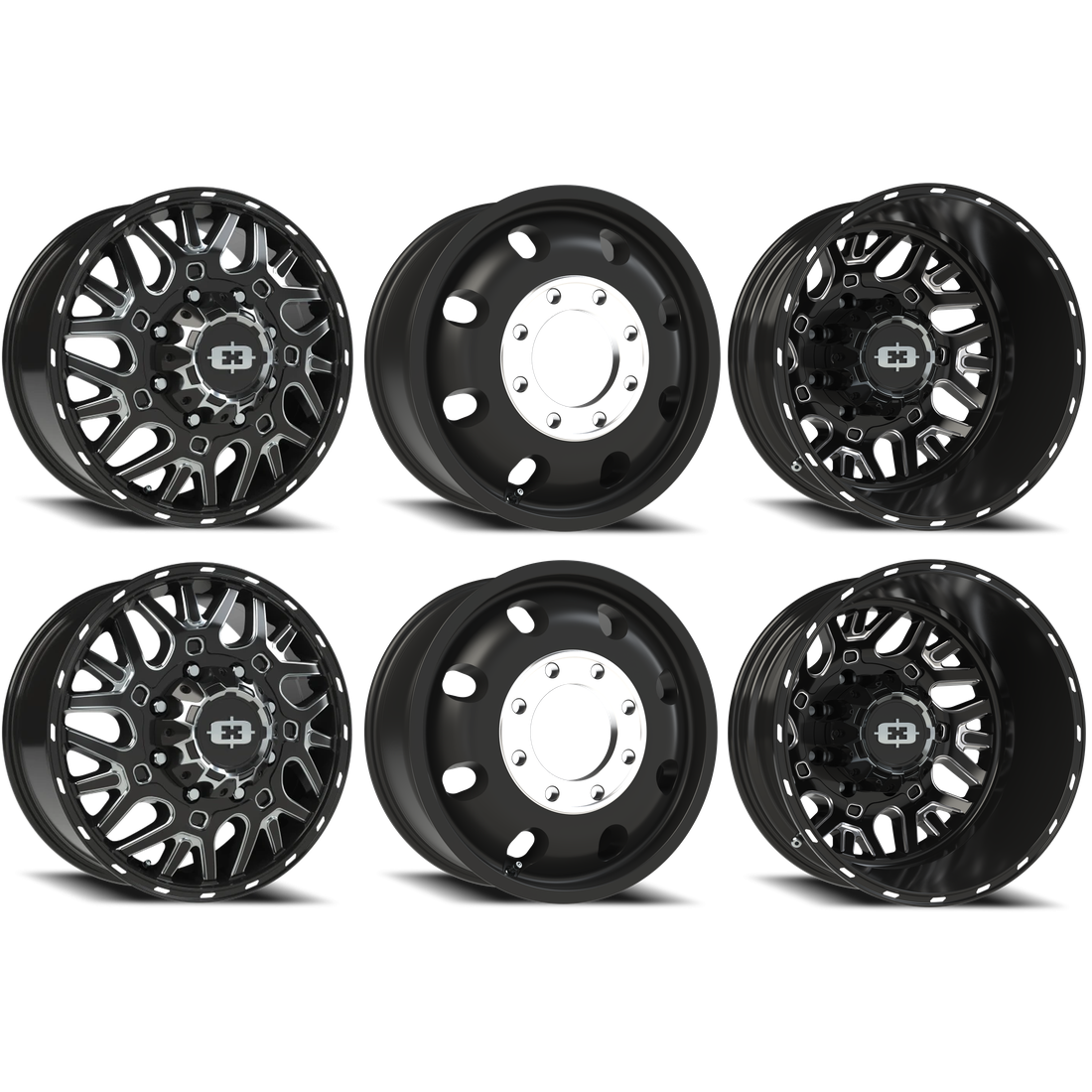 Vision 404 Brawl Gloss Black Milled 20x8.25 8x170 Dually Wheels