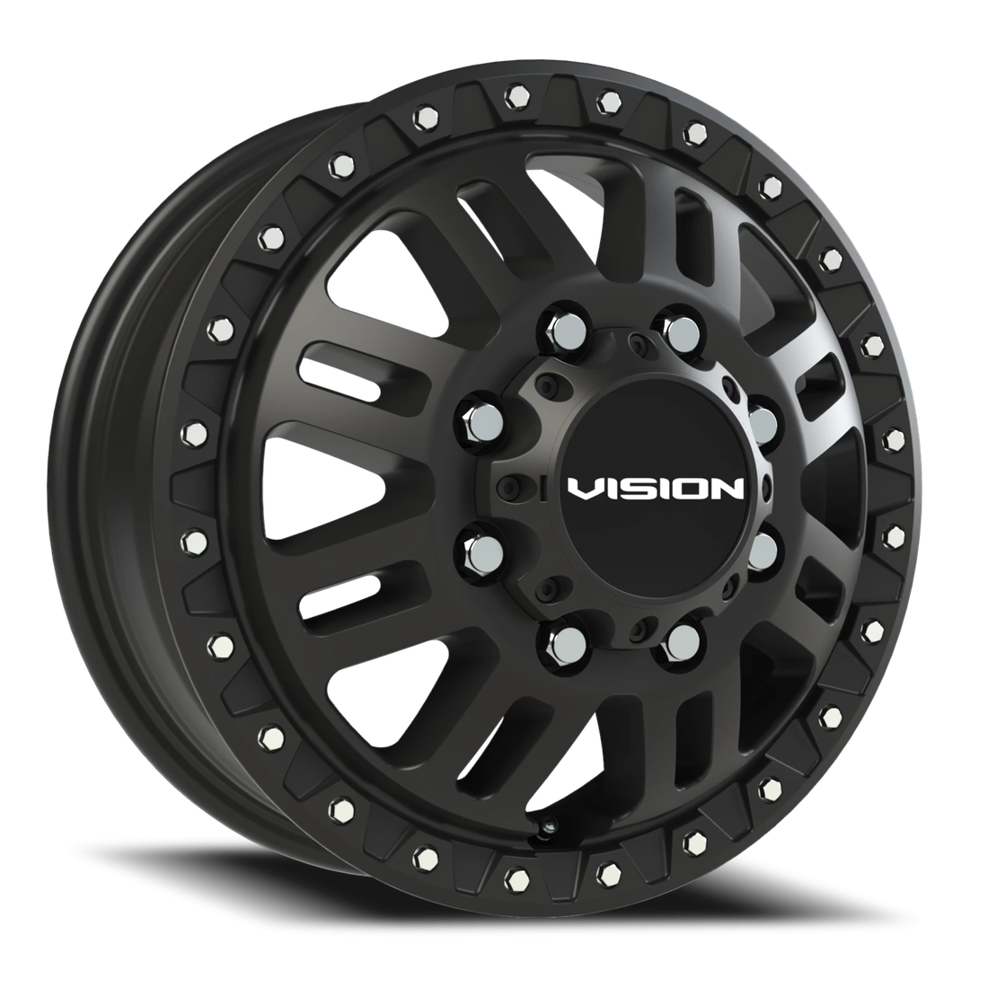 Vision 408 Manx 2 Satin Black 17x6.5 8x200 Dually Wheels