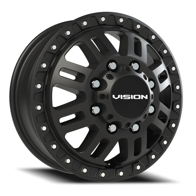 Vision 408 Manx 2 Satin Black 17x6.5 8x200 Dually Wheels
