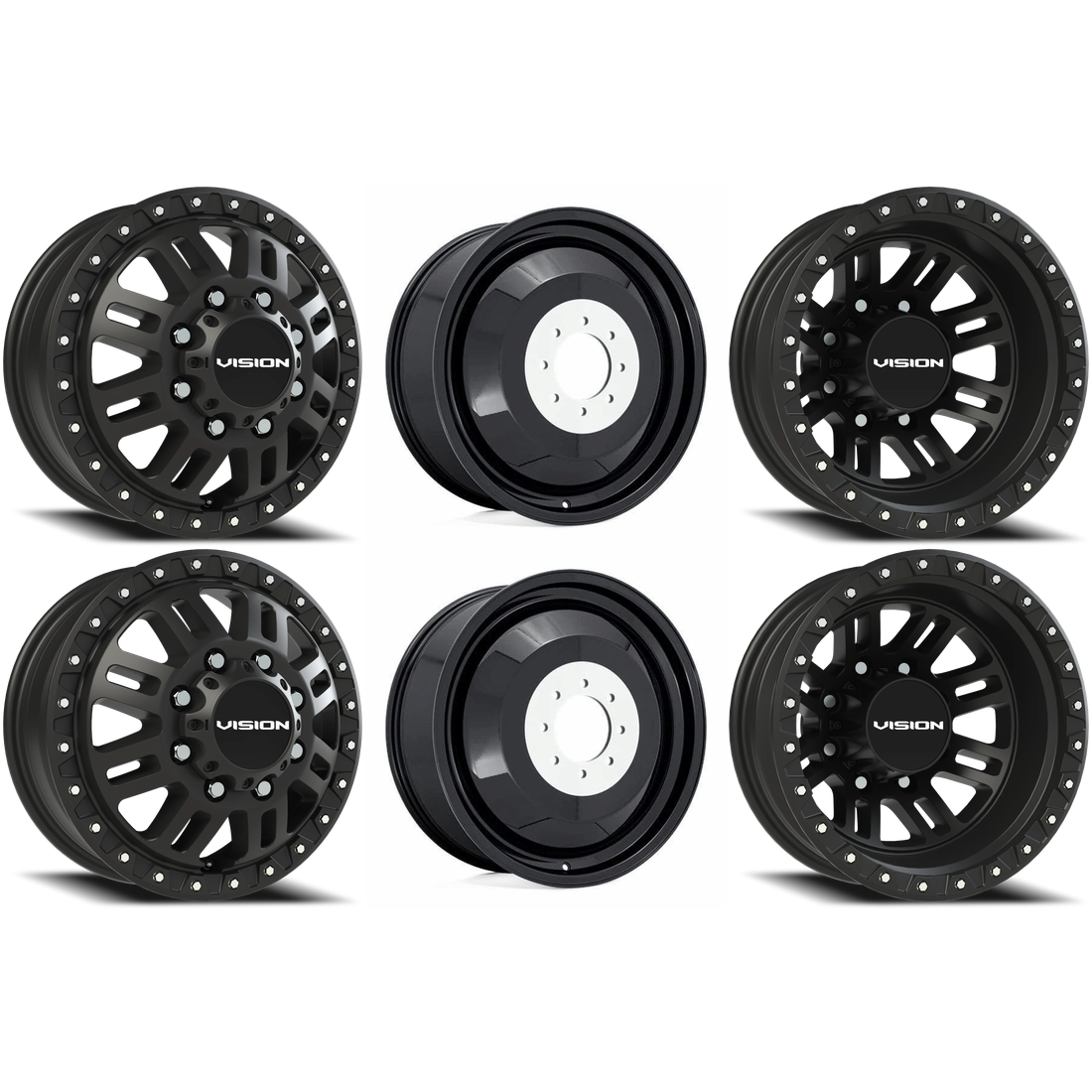 Vision 408 Manx 2 Satin Black 16x6 8x170 Dually Wheels