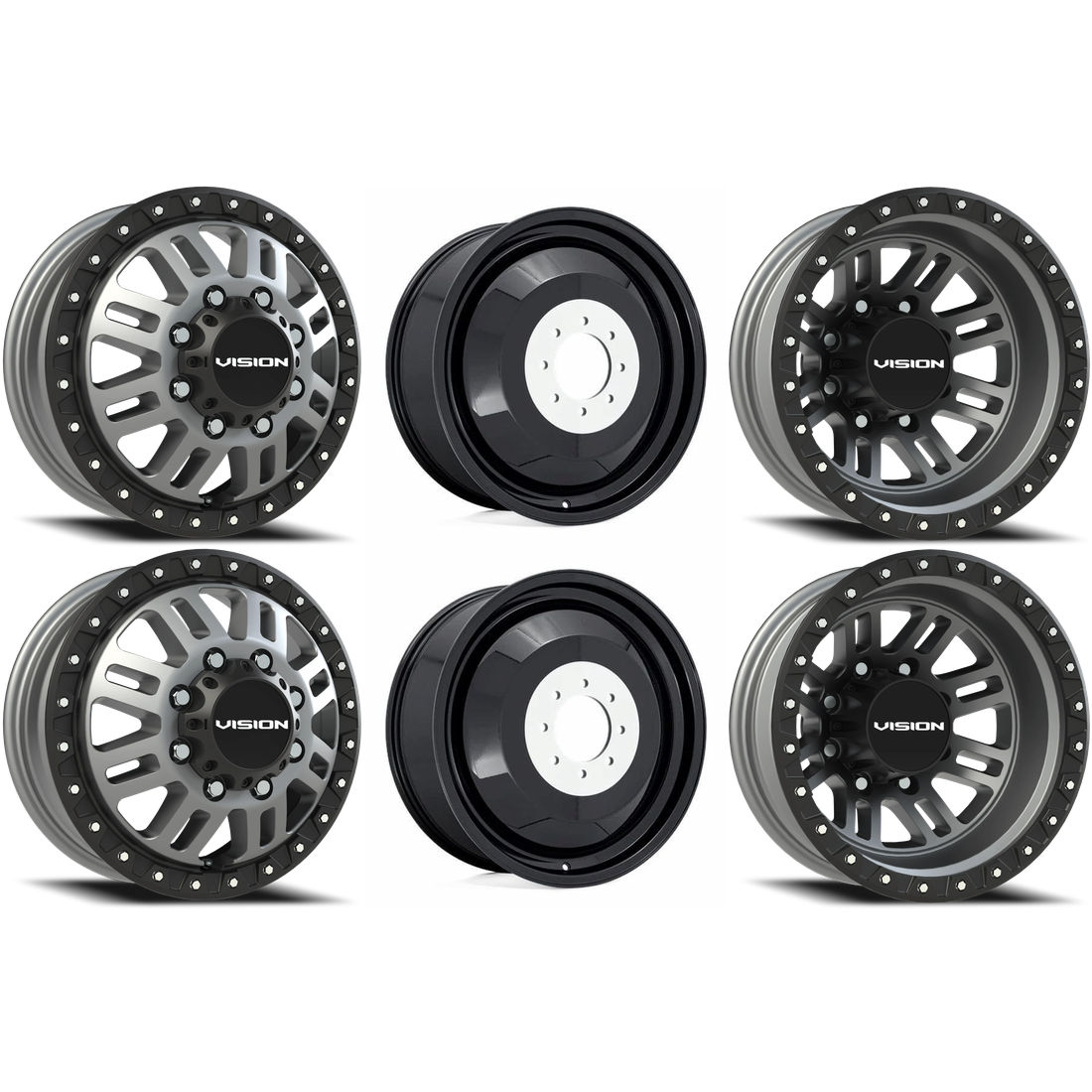 Vision 408 Manx 2 Satin Grey 16x6 8x170 Dually Wheels