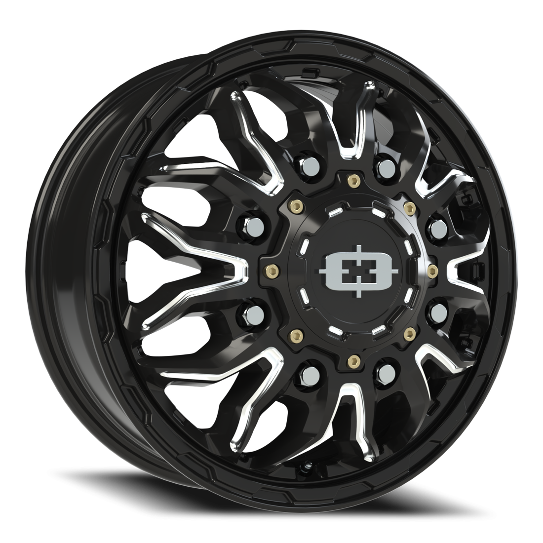 Vision 410 Korupt Gloss Black Milled 17x6.5 8x210 Dually Wheels