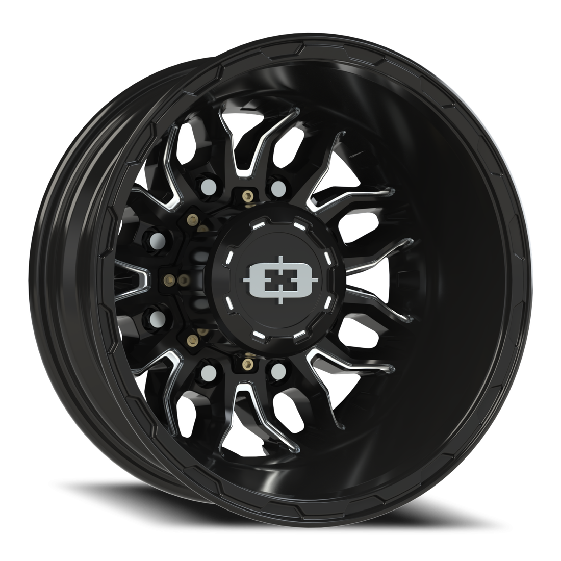 Vision 410 Korupt Gloss Black Milled 17x6.5 8x210 Dually Wheels