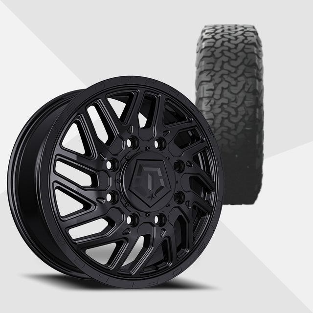 TIS 544B Dually Gloss Black 20x8.25 Wheels & BF Goodrich Tires All-Terrain T/A KO3 285/55R20 Tires - 20" Dually Package