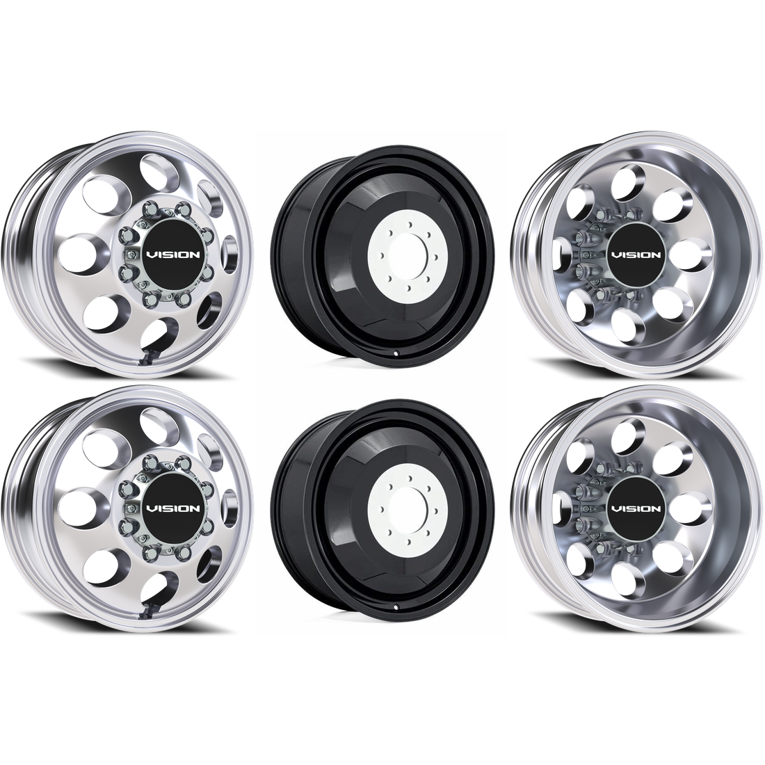 Vision 56 Midway Polished 16x6 8x170 Dually Wheels