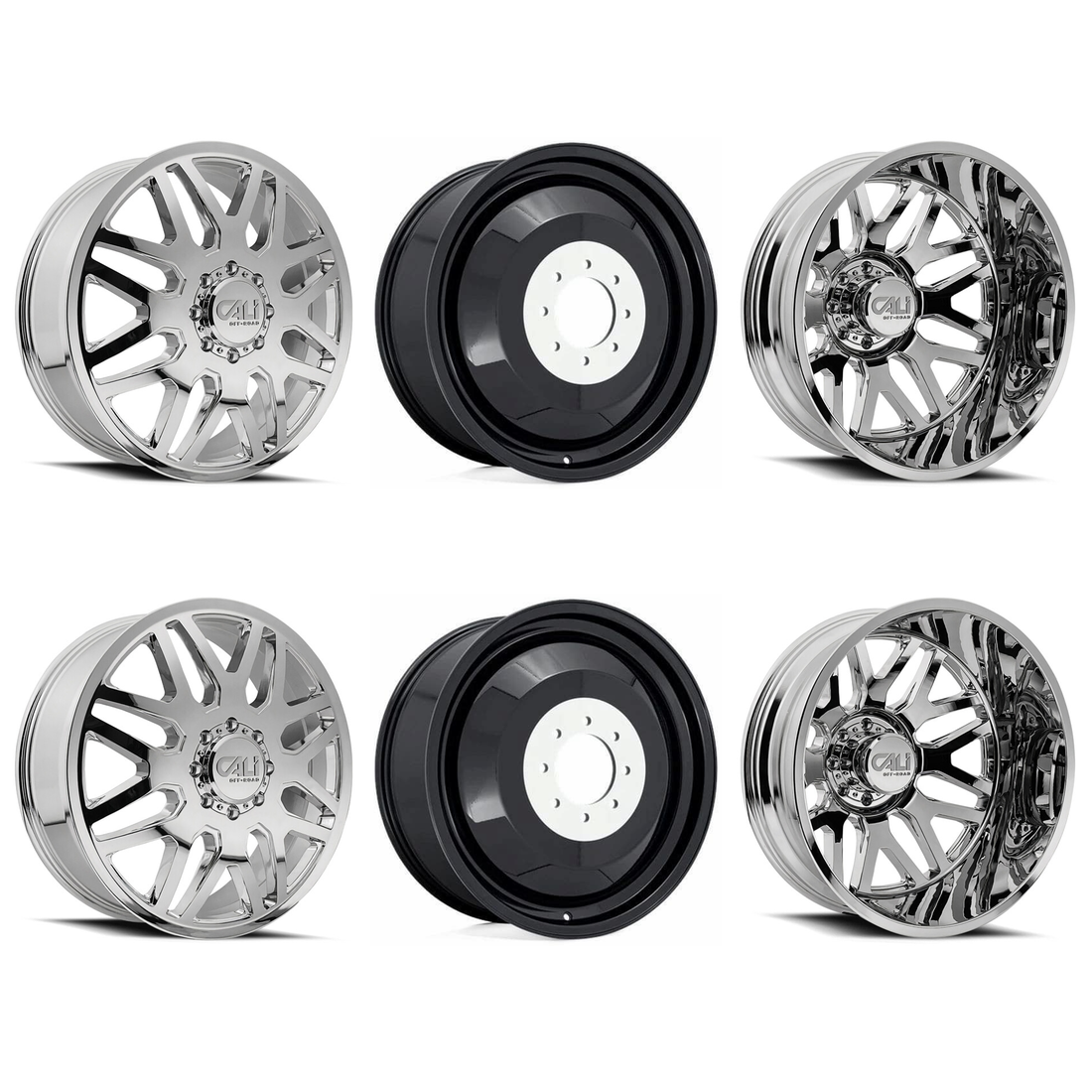 Cali Offroad Invader Chrome 22x8.25 8x210 Dually Wheels