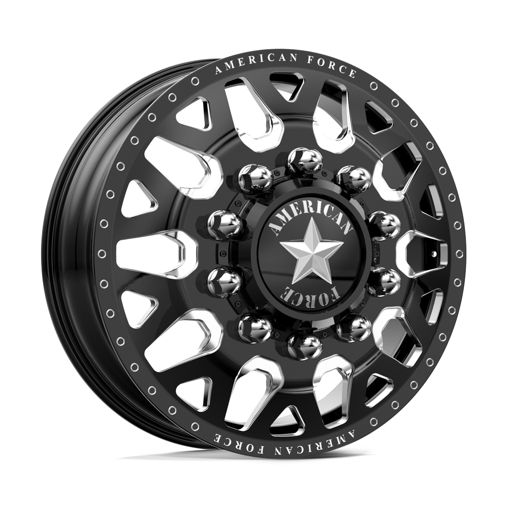 American Force Quake Gloss Black Milled 22x8.25 22" Dually Wheels