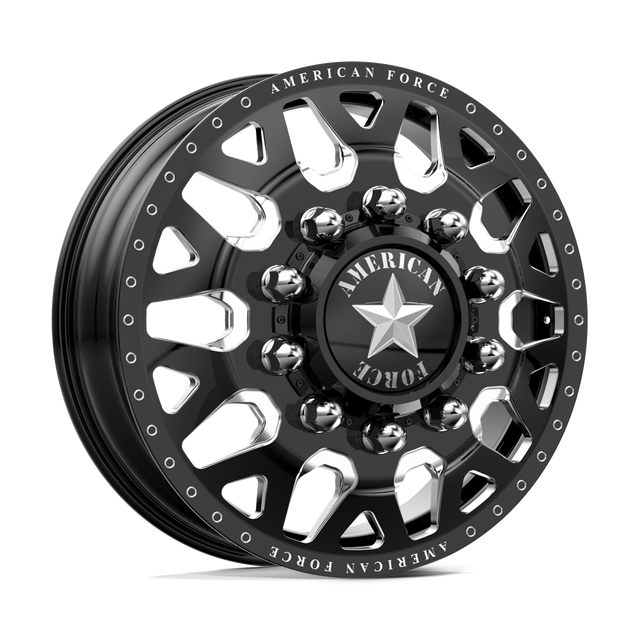 American Force Quake Gloss Black Milled 22x8.25 22" Dually Wheels