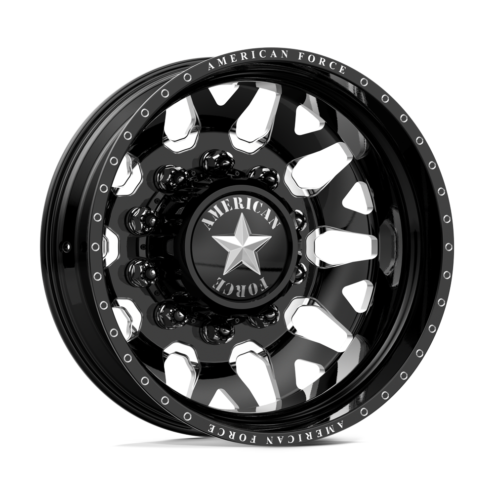 American Force Quake Gloss Black Milled 24x8.25 24" Dually Wheels