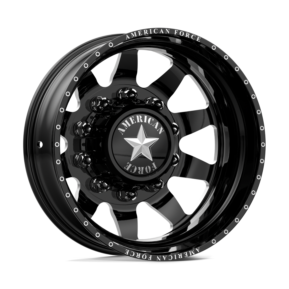 American Force Independence Gloss Black Milled 22x8.25 22" Dually Wheels