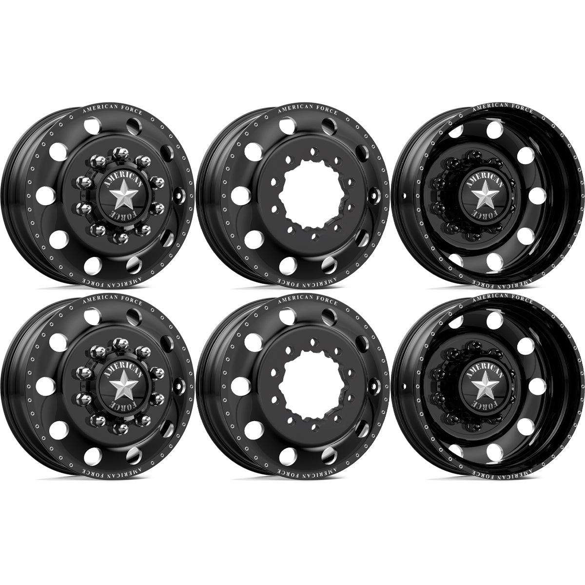 American Force Classic Gloss Black Milled 24x8.25 24" Dually Wheels