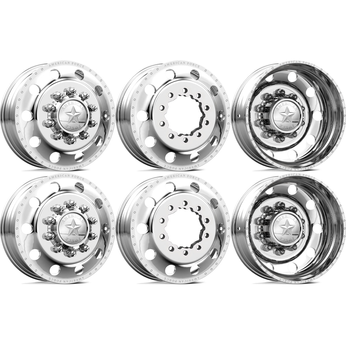 American Force Classic Polished 28x8.25 28" Dually Wheels