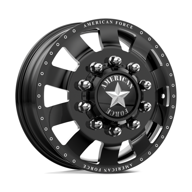 American Force Bolt Gloss Black Milled 22x8.25 22.5" Dually Wheels
