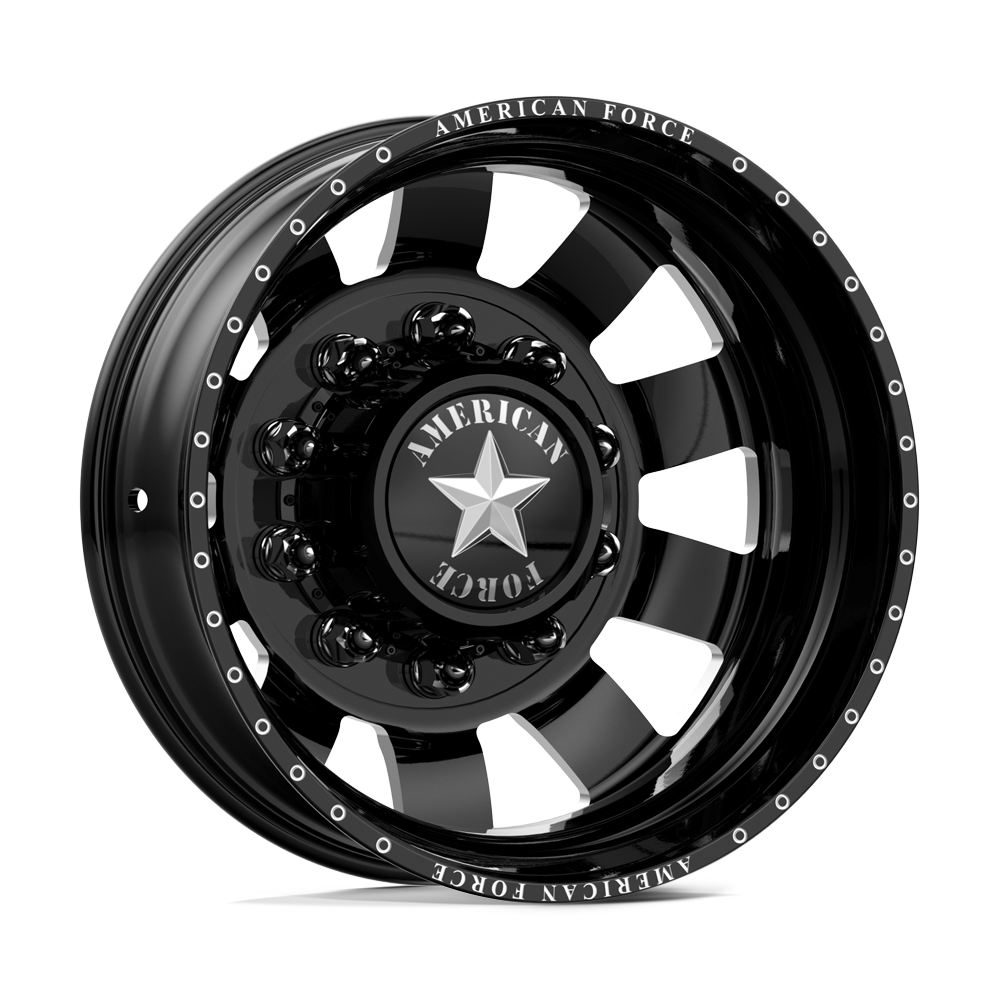American Force Bolt Gloss Black Milled 24x8.25 24" Dually Wheels