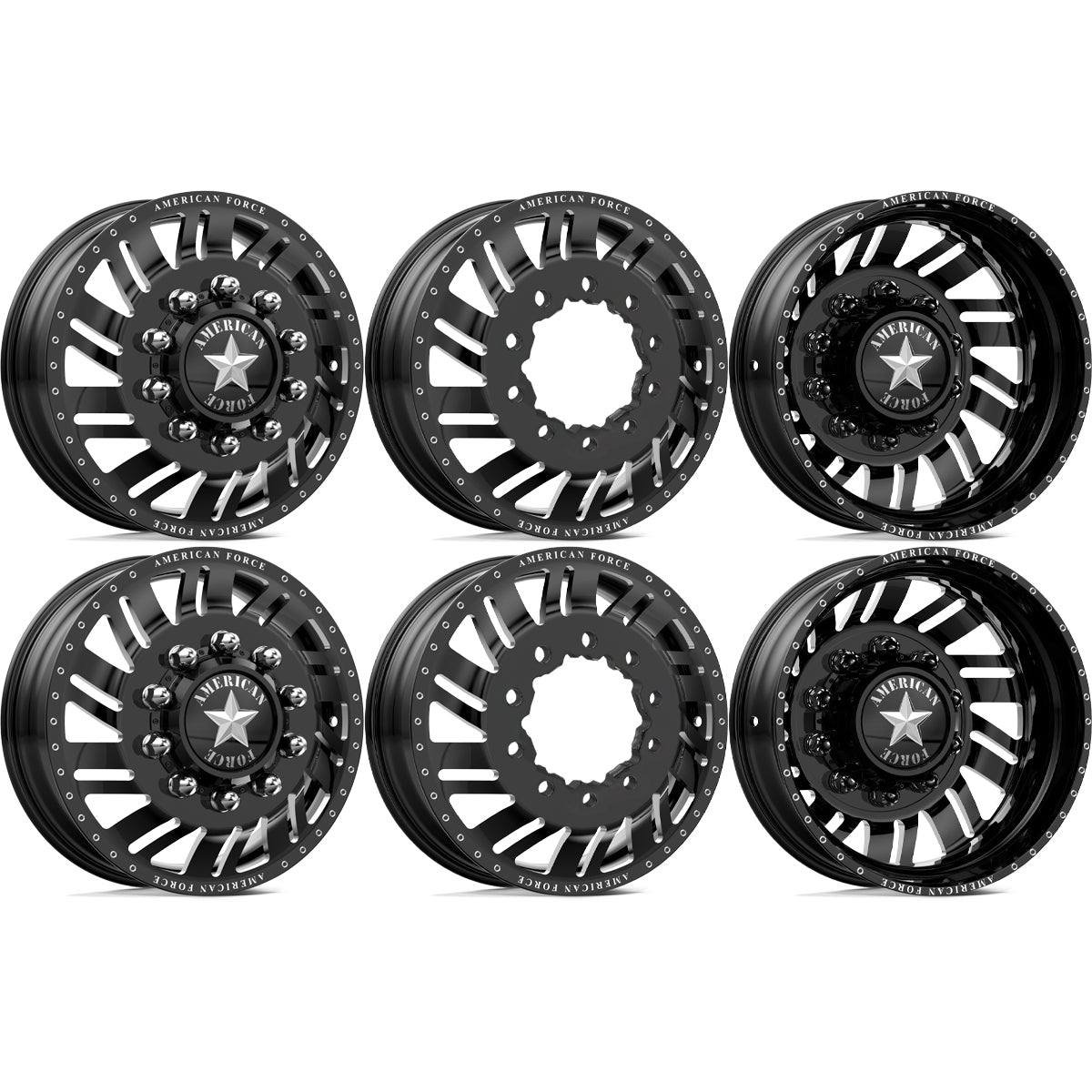 American Force Shift Gloss Black Milled 24x8.25 24" Dually Wheels