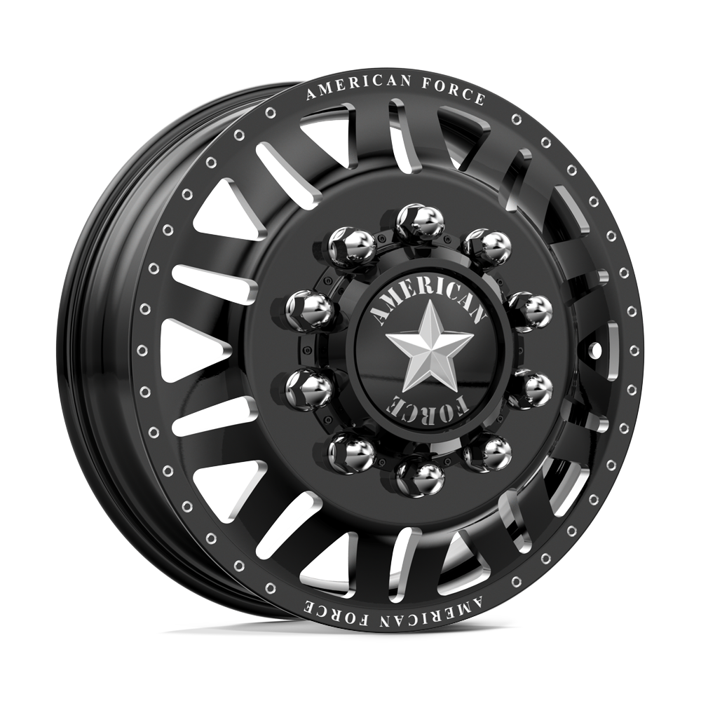 American Force Liberty Gloss Black Milled 28x8.25 28" Dually Wheels