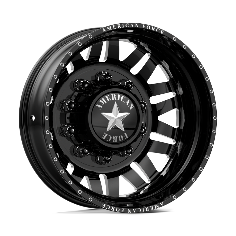 American Force Liberty Gloss Black Milled 28x8.25 28" Dually Wheels