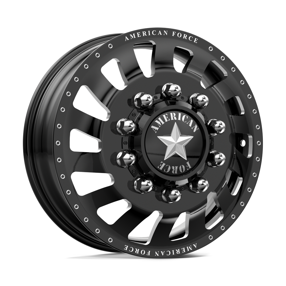 American Force Zink Gloss Black Milled 22x8.25 22" Dually Wheels