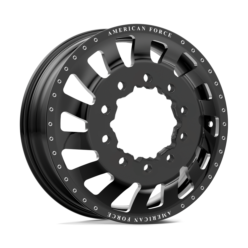 American Force Zink Gloss Black Milled 22x8.25 22" Dually Wheels