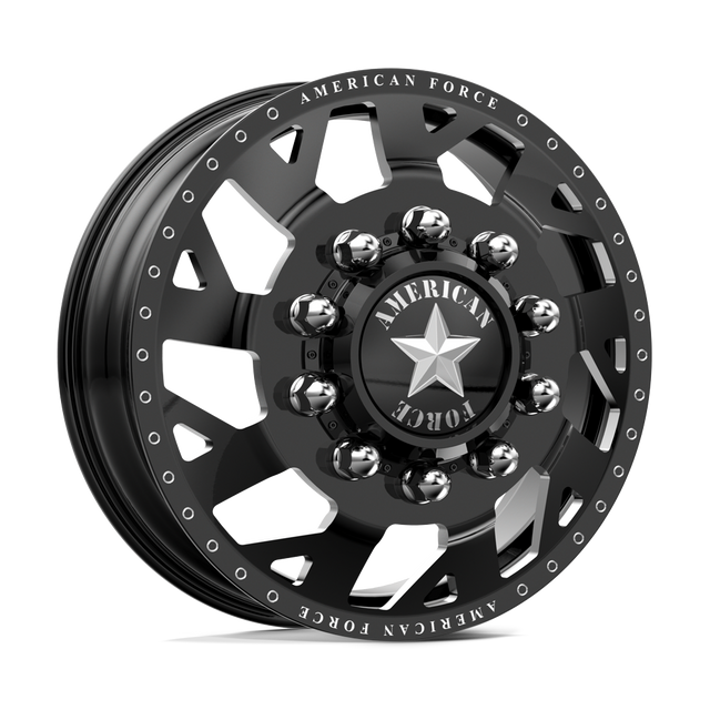 American Force Man O'War Gloss Black Milled 22x8.25 22.5" Dually Wheels