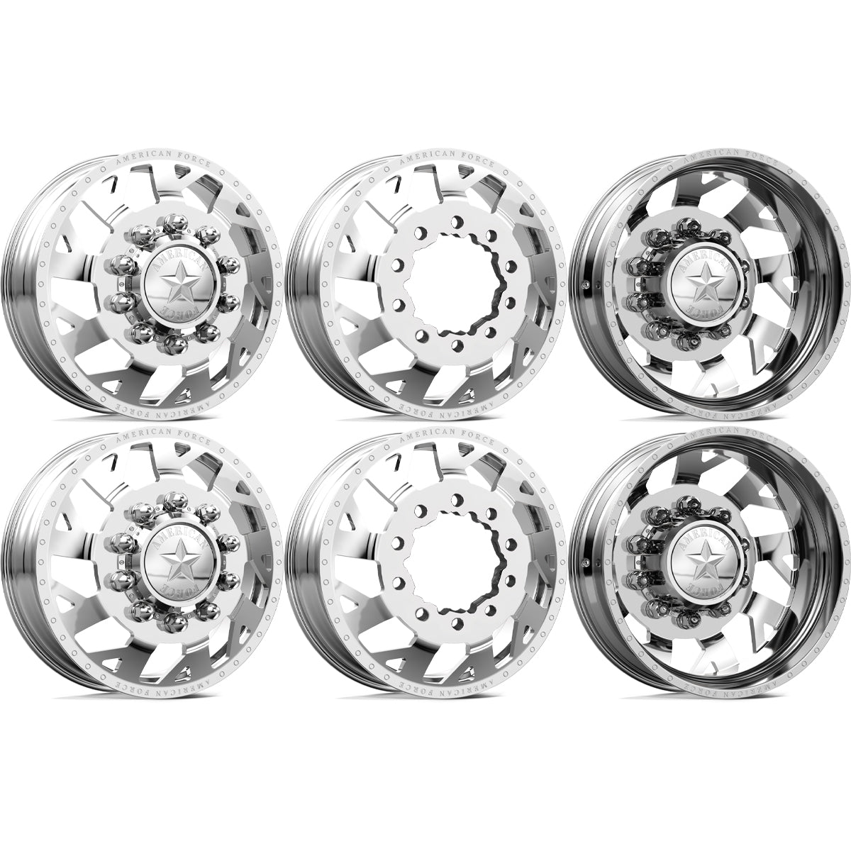 American Force Man O'War Polished 26x8.25 26" Dually Wheels