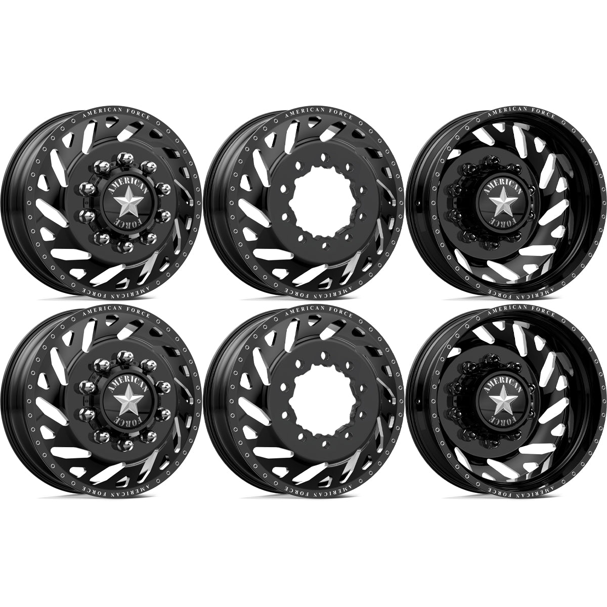 American Force Trek Gloss Black Milled 24x8.25 24" Dually Wheels