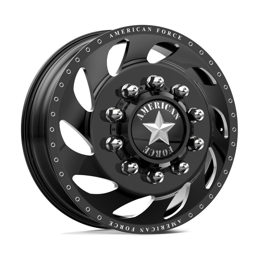 American Force Flow Gloss Black Milled 22x8.25 22" Dually Wheels