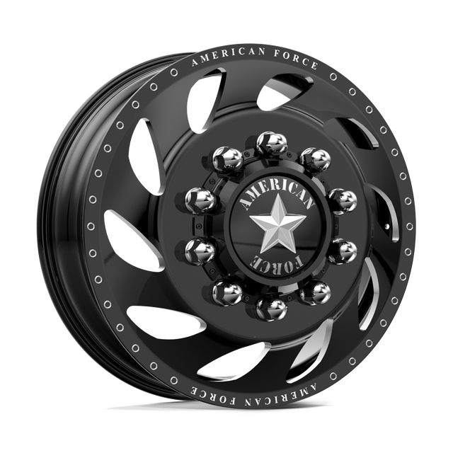 American Force Flow Gloss Black Milled 24x8.25 24" Dually Wheels
