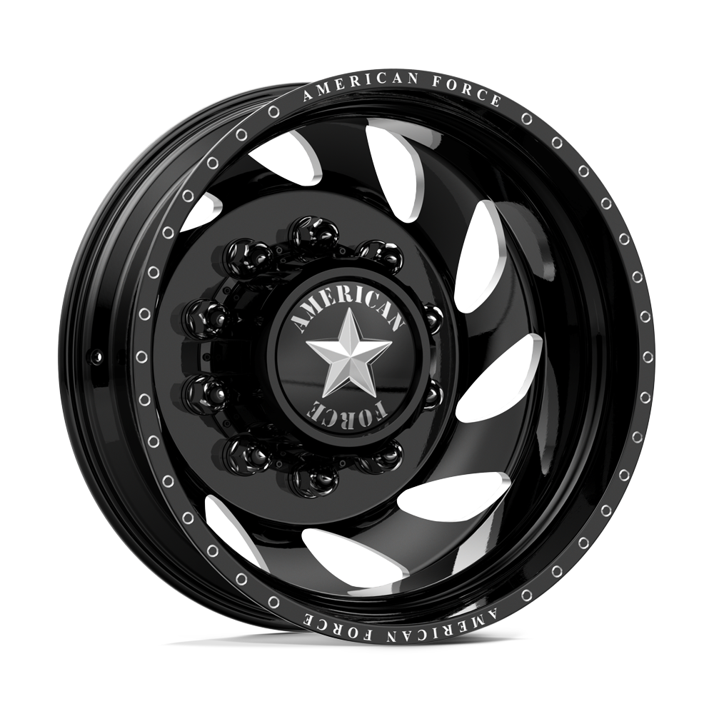 American Force Flow Gloss Black Milled 22x8.25 22" Dually Wheels