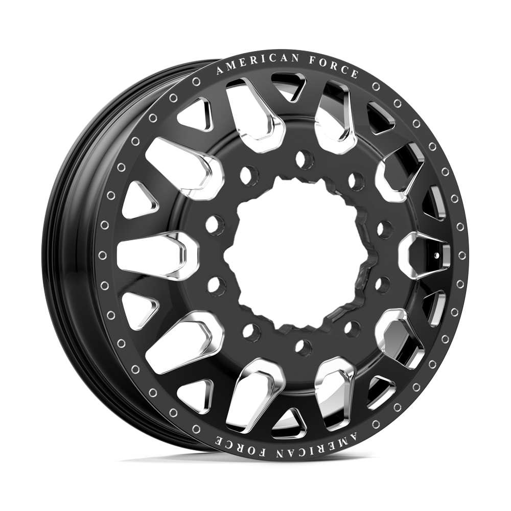 American Force Quake Gloss Black Milled 22x8.25 22" Dually Wheels