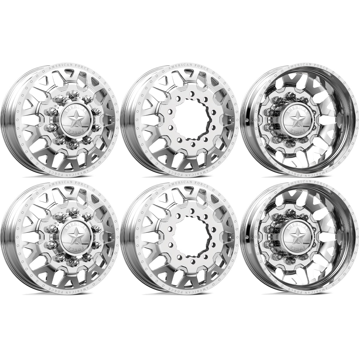 American Force Quake Polished 28x8.25 28" Dually Wheels