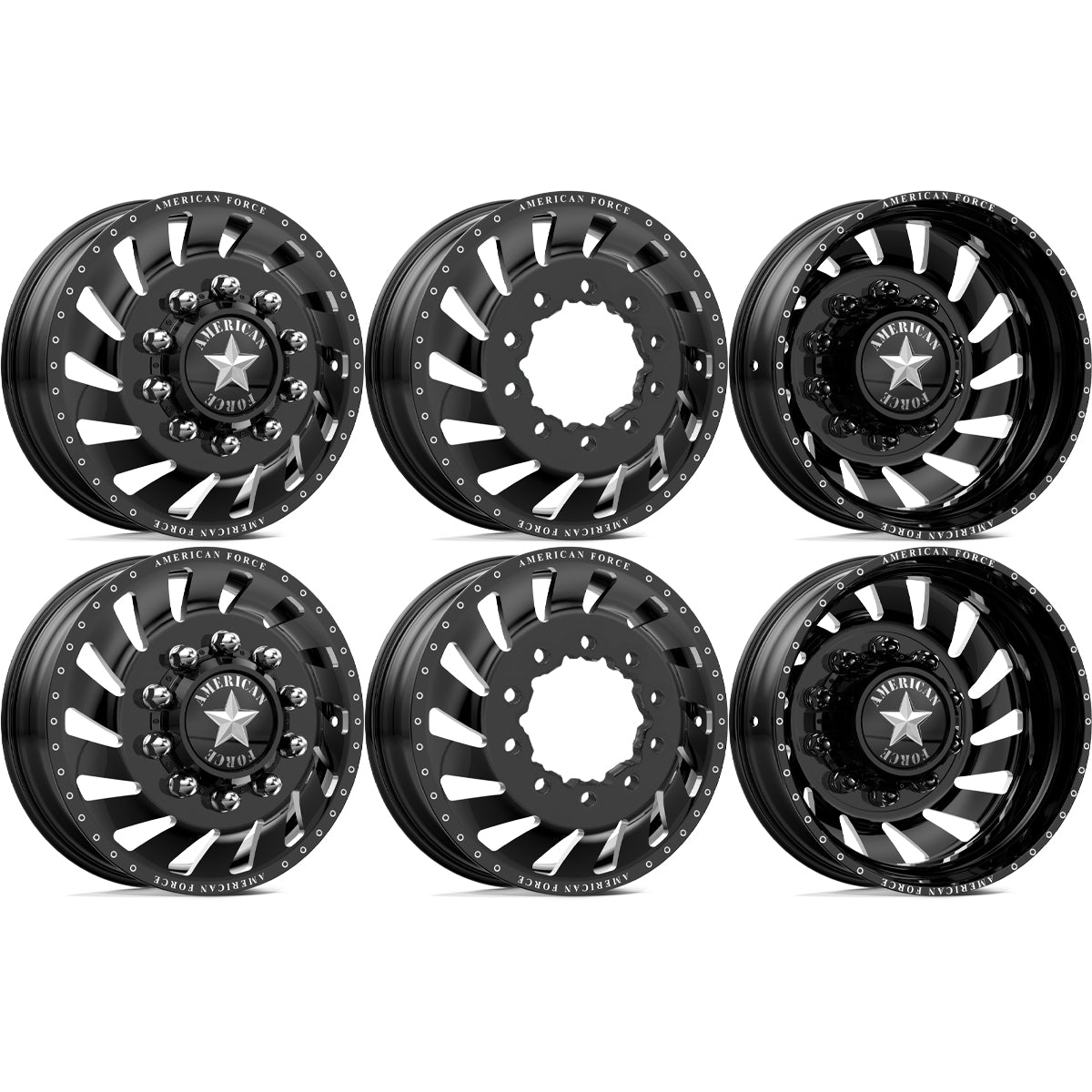 American Force Rewind Gloss Black Milled 26x8.25 26" Dually Wheels