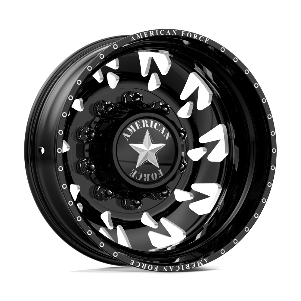 American Force Sideways Gloss Black Milled 22x8.25 22" Dually Wheels