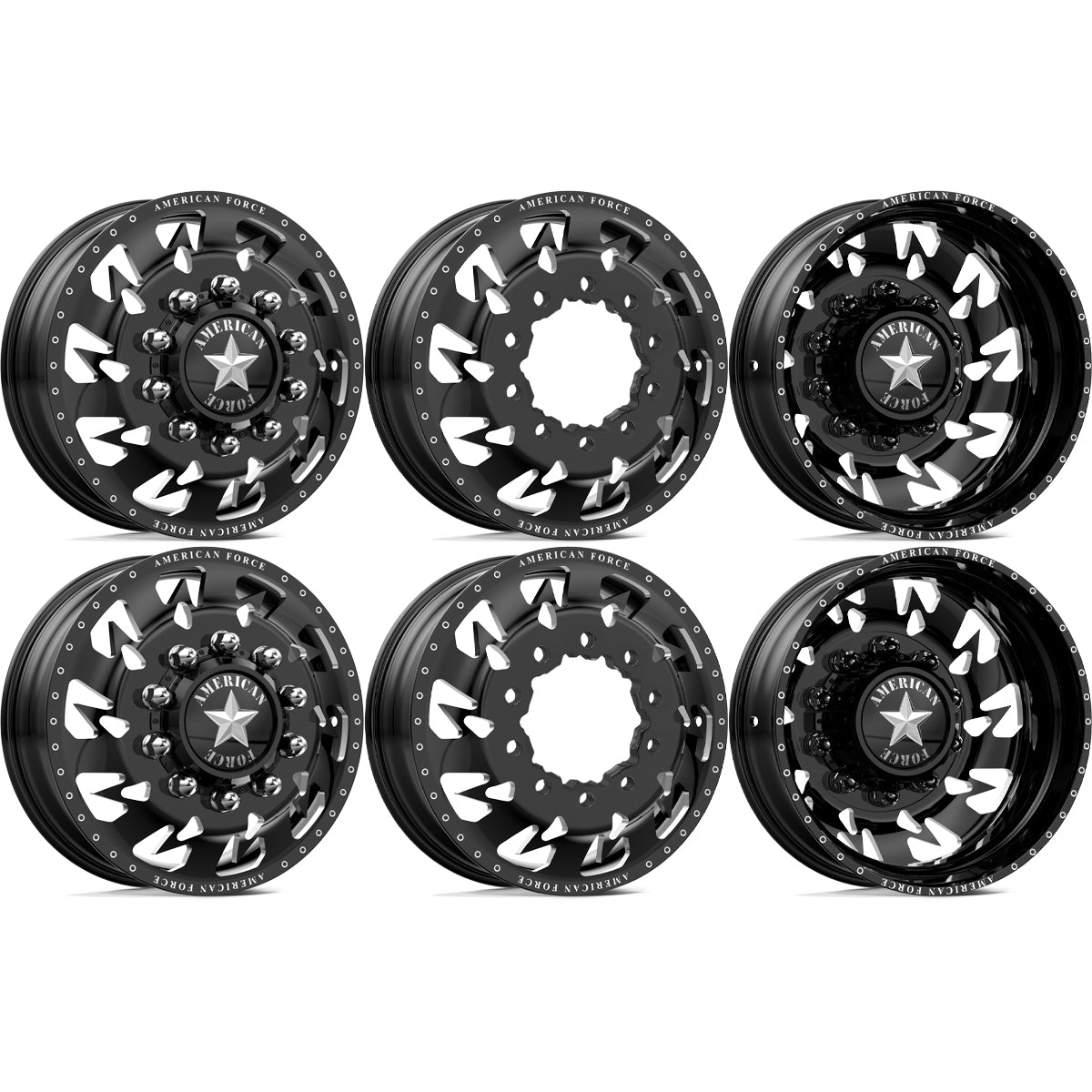 American Force Sideways Gloss Black Milled 26x8.25 26" Dually Wheels