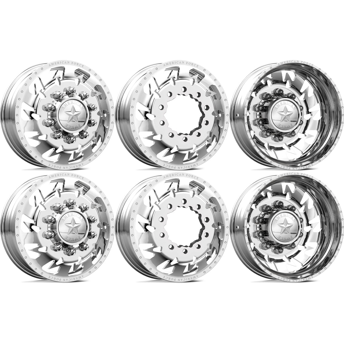 American Force Sideways Polished 28x8.25 28" Dually Wheels