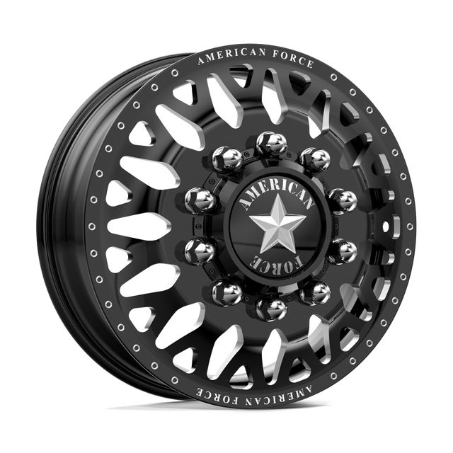 American Force Evo Gloss Black Milled 22x8.25 22" Dually Wheels
